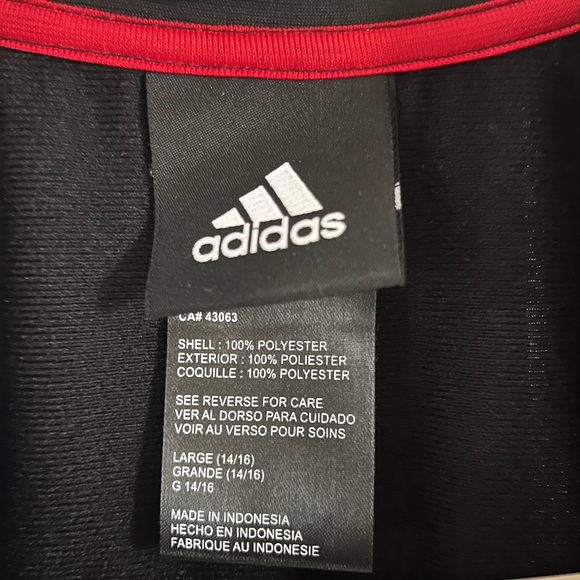 Adidas Kid’s Black Jacket with Red Stripes Size 14/16 - Picture 4 of 5